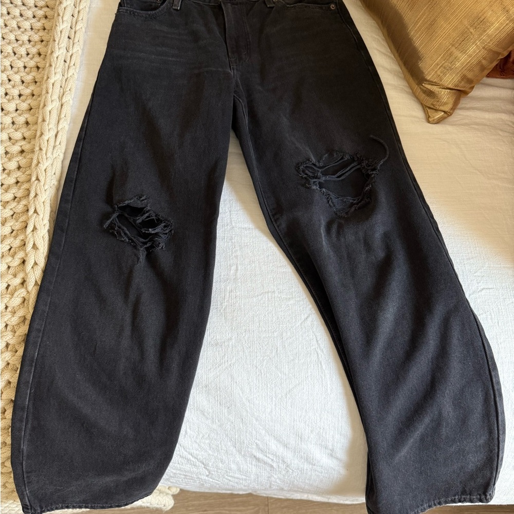 Levi's Black Distressed Baggy dad Jeans